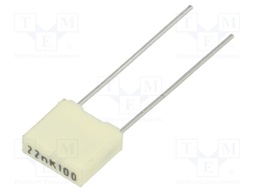 Capacitor: polyester; 22nF; 63VAC; 100VDC; Pitch: 5mm; ±10%