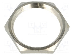 Nut; PG11; brass; nickel; 21mm; Thread: PG