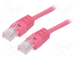 Patch cord; U/UTP; 5e; stranded; CCA; PVC; pink; Len: 5m; 26AWG