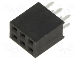 PCB Receptacle, Board-to-Board, 2.54 mm, 2 Rows, 6 Contacts, Through Hole Mount, M20 Series