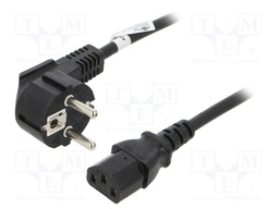 Cable; CEE 7/7 (E/F) plug angled,IEC C13 female; PVC; 3m; black