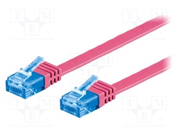 Patch cord; U/UTP; 6a; stranded; Cu; PVC; pink; Len: 7m; 32AWG