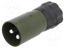 Plug; circular; male; PIN: 2; for cable; soldering; Colour: olive