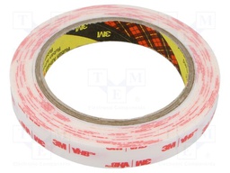 Tape: fixing; W: 15mm; L: 5.5m; Thk: 0.6mm; acrylic; white; -35÷90°C