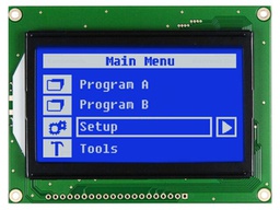 Display: LCD; 128x64; STN Negative; blue; 93x70mm; LED; PIN: 20; 1x20