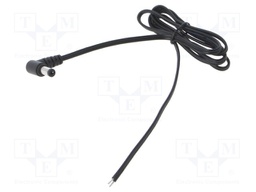 Cable; 2x0.5mm2; DC 5,5/2,1 plug; angled; black-gray,black; 1m