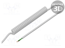 Wire: coiled; 3x0.5mm2; unshielded; PUR; white; 300V; 1.5m; 6m
