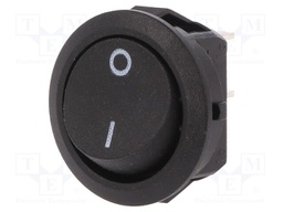 ROCKER; SPST; Pos: 2; OFF-ON; 12A/250VAC; black; IP40; none; 100mΩ