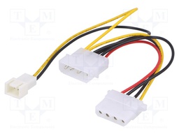 Cable: mains; 12V 3pin male x2,Molex male,Molex female; 0.15m