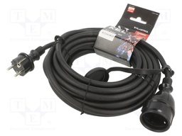 Extension lead; Sockets: 1; rubber; black; 3x2,5mm2; 10m; 16A