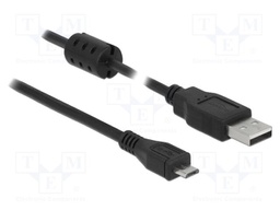 Cable; USB 2.0; USB A plug,USB B micro plug; 1m; black; 480Mbps