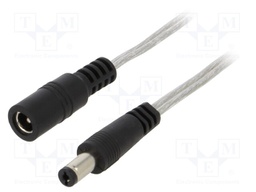 Cable; DC 5,5/2,1 plug,DC 5,5/2,1 socket; straight; 0.5mm2; 1m