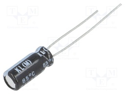Capacitor: electrolytic; THT; 3.3uF; 100VDC; Ø5x11mm; Pitch: 2mm