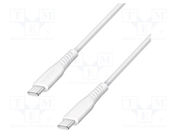 Cable; USB 2.0; USB C plug,both sides; 0.3m; white; PVC; 480Mbps