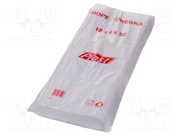 Plastic bag; L: 500mm; Width: 180mm; Thick: 6um; HDPE; transparent