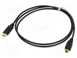 Cable; USB 2.0; USB B mini plug,USB C plug; gold-plated; 1m