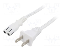 Cable; IEC C7 female,NEMA 1-15 (A) plug; PVC; 5m; white; 2x18AWG