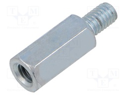 Screwed spacer sleeve; 20mm; Int.thread: M6; Ext.thread: M6
