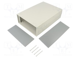 Enclosure: with panel; X: 200mm; Y: 280mm; Z: 80mm; ABS; light grey