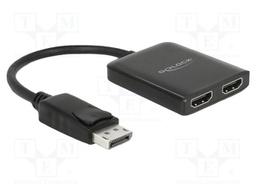 Splitter; DisplayPort 1.4; 0.2m; black; Out: HDMI socket x2; black