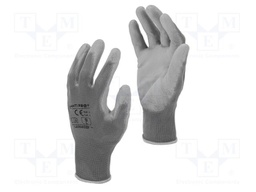 Protective gloves; Size: 7; grey; polyester,PU; 12pcs.