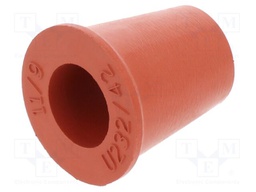 Grommet; caoutchouc; L: 17.5mm; -20÷200°C; Øcable: 9mm; red