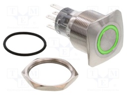 Switch: vandal resistant; DPDT; 2A/24VDC; IP65; ON-ON; green; Ø22mm