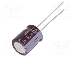 Capacitor: electrolytic; low impedance; THT; 68uF; 63VDC; ±20%