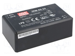 Power supply: switched-mode; modular; 60W; 24VDC; 87x52x29.5mm