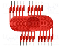 Test leads; 50VAC,120VDC; 10A; banana plug 4mm,both sides; red