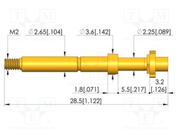 Test needle; Spring compression: 4mm; 5mm; 8A; CuBe; gold-plated