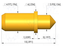Test needle; Spring compression: 3.2mm; 4mm; 8A; brass; Ø: 4mm; 8N