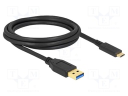 Cable; USB A plug,USB C plug; 2m; black; 22AWG,30AWG; 10Gbps