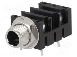 Socket; Jack 6,35mm; female; mono; with double switch; angled 90°