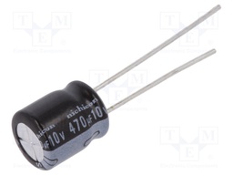 Capacitor: electrolytic; THT; 470uF; 10VDC; Ø8x9mm; Pitch: 3.5mm