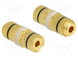 Adapter; banana socket,both sides; Plating: gold-plated; 9.5mm