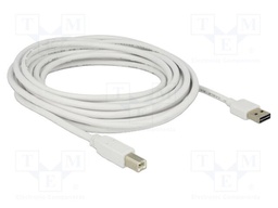 Cable; USB 2.0; USB A plug double sided,USB B plug; 5m; white