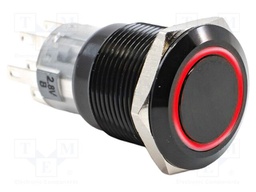Switch: vandal resistant; Pos: 2; DPDT; 2A/24VDC; ON-(ON); red; IP65