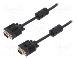 Cable; D-Sub 15pin HD plug,both sides; black; 3m; 28AWG; Core: Cu