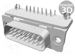 D-Sub; PIN: 15; socket; male; PCB snap; angled 90°; THT; UNC4-40