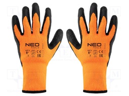 Protective gloves; Size: 8; black-orange; polyester; furlined