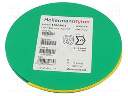 Markers for cables and wires; Label symbol: G; 2÷5mm; PVC; yellow