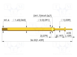 Test needle; Spring compression: 4mm; 5mm; 5A; CuBe; gold-plated