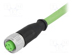 Plug; M12; PIN: 4; female; D code-Ethernet; 2m; Insulation: TPU