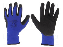Protective gloves; Size: 10; black-navy blue; latex,nylon