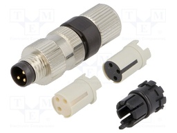 Connector: M8; male; PIN: 3; straight; for cable; plug; 4A; 40V; IP68