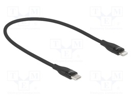 Cable; USB 2.0; Apple Lightning plug,USB C plug; 0.5m; black; Cu