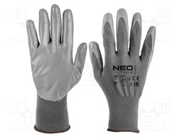 Protective gloves; Size: 9; grey; polyester,polyurethane