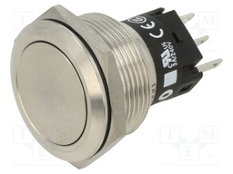 Vandal Resistant Switch, 82 Series, 22 mm, SPDT, Momentary, Round, Natural