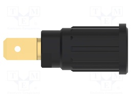 Socket; 4mm banana; 32A; 1kV; black; gold-plated; push-in,on panel